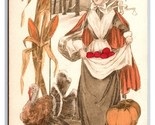 Pilgrim Woman Turkey Pumpkin A Joyous Thanksgiving DB Postcard Z4 - $4.90