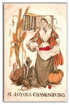 Pilgrim Woman Turkey Pumpkin A Joyous Thanksgiving DB Postcard Z4 - £3.85 GBP