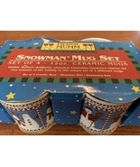DEBBIE MUMM Vintage Set of 4 Ceramic 12oz Coffee Mugs Snowman Motif - $15.00
