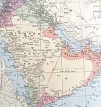 Map Saudi Arabia Middle East 1938 Print Antique Atlas Africa Iran DWU8 - £27.35 GBP
