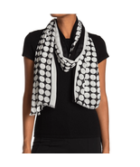KATE SPADE NEW YORK Dance Floor Oblong Scarf, Oversized, Black/White Dot... - $94.37 CAD