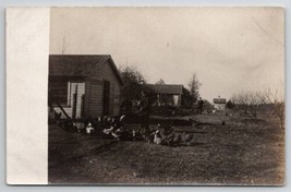 RPPC Homestead Scene Man Feeding the Chickens And Turkeys c1910 Postcard J30 - £6.73 GBP