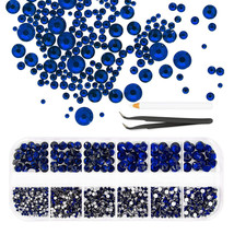 2880 Pcs 3D Mix Crystal Royal Blue Rhinestone Gems Set Bling Nail Art - £16.48 GBP