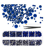 2880 Pcs 3D Mix Crystal Royal Blue Rhinestone Gems Set Bling Nail Art - £16.63 GBP