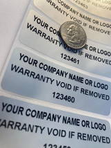 500 LARGE CUSTOM TAMPER EVIDENT SECURITY LABELS COMPANY &amp; LOGO [3X1 INCH] - £38.80 GBP