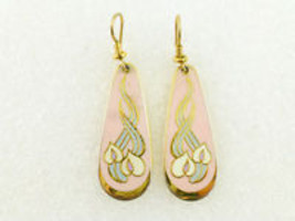 LAUREL BURCH &quot;Wild Anthurium&quot; Pink Enamel Gold-Tone Drop Dangle Hook EAR... - £19.91 GBP