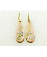 LAUREL BURCH &quot;Wild Anthurium&quot; Pink Enamel Gold-Tone Drop Dangle Hook EAR... - $25.00