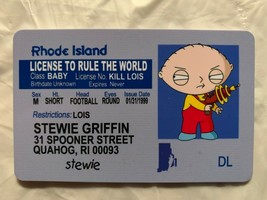 Stewie Griffin Family Guy Rhode Island Drivers License Novelty ID Animated - £6.95 GBP