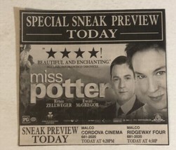 Miss Potter Vintage Tv Print Ad Renee Zellweger Ewan McGregor TV1 - £4.63 GBP