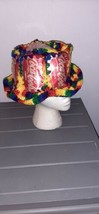 Vintage Handmade Coke Can Crochet Knit Bucket Hat Rainbow - £52.55 GBP