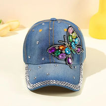 Butterfly Pattern Rhinestone Decor Retro Women&#39;s Fashionable Baseball Cap - new - £7.90 GBP