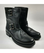 Frye Black Leather Vicky Engineer Moto Buckle Mid Rise Boots Women&#39;s Siz... - $99.99