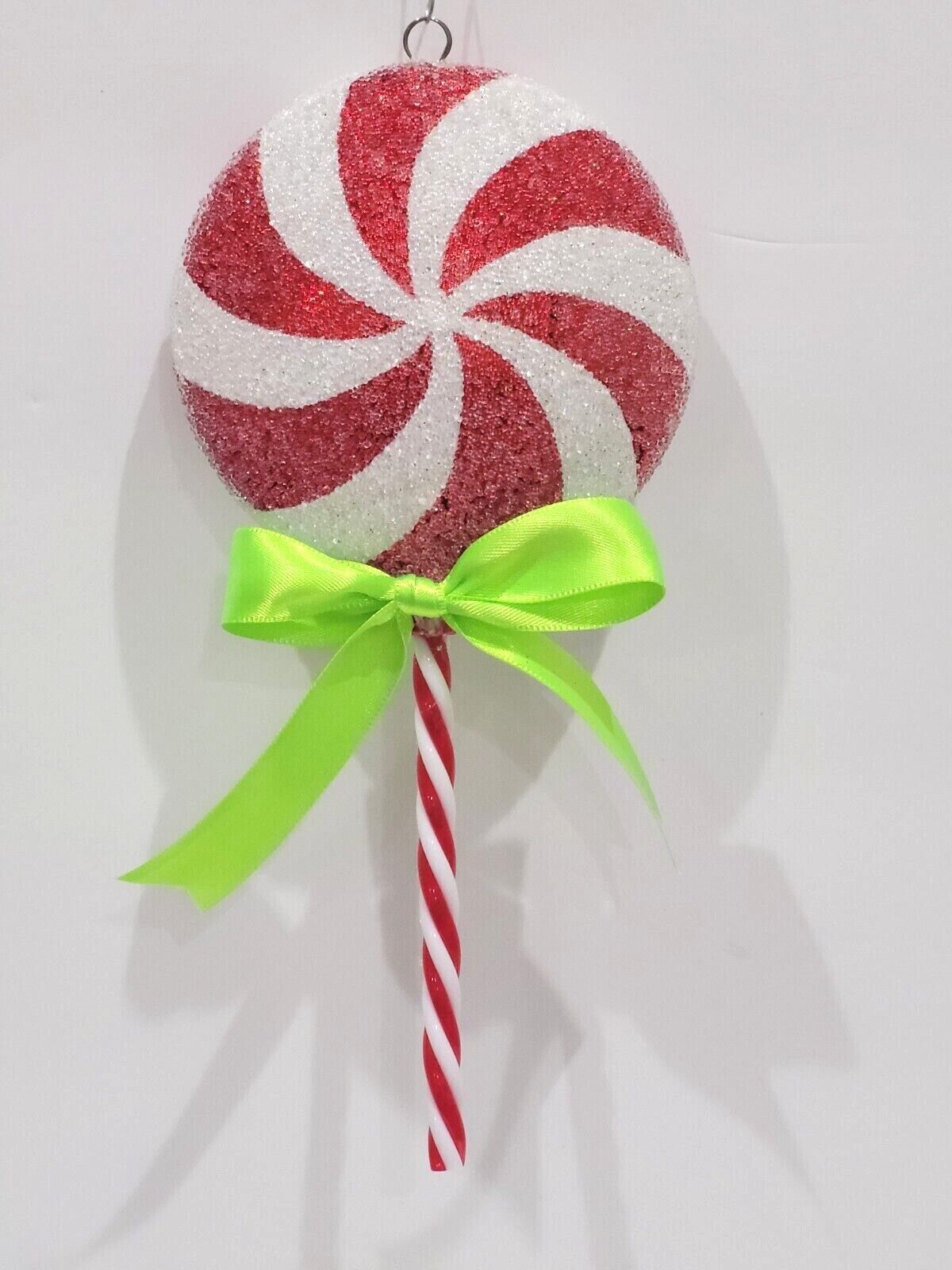 Christmas Grinch Candy Cane Peppermint 8.25&quot; Lollipop Red White Tree Orn... - $9.79