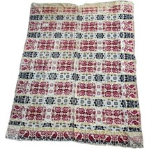 Antique 1840 Signed Jacquard Woven Wool Coverlet DL Myers Bethel Townshi... - £146.22 GBP