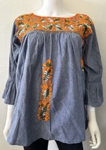 Mi Golondrina Fernanda Embroidered Bell Sleeve Top Blouse Size S - $169.32