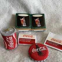 Lot of 4 Coca Cola Coke Christmas Ornaments Hallmark Keepsake Soda Pop Santa - £18.50 GBP