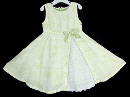 Dressy Dress Linen Lace Wedding Semi-Sheer Green Floral The Children&#39;s P... - £9.25 GBP