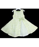 Dressy Dress Linen Lace Wedding Semi-Sheer Green Floral The Children&#39;s P... - £9.34 GBP