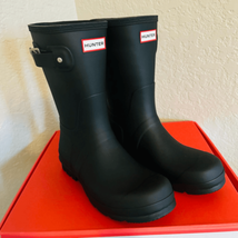 HUNTER Original Short Waterproof Rain Boot, Rubber Black, Size 9, NWT - $111.27