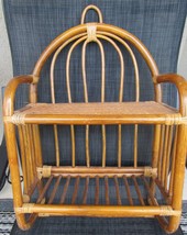 Rattan Bamboo Two Tier Wall Shelf 25+ x 16 x 8&quot; Towel Rack VTG Display S... - £63.75 GBP