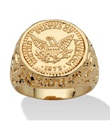 14K GOLD GP AMERICAN EAGLE SEAL OF THE PRESIDENT RING SIZE 8 9 10 11 12 13 - £71.10 GBP