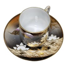 Mt Fuji Porcelain Cup &amp; Saucer Demitasse Gold Gilded Artisan Japanese Tea Set - £16.71 GBP