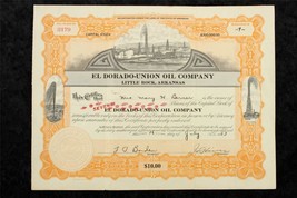 Vintage Paper Document El Dorado Union Oil Company Little Rock Stock Certificate - £16.47 GBP