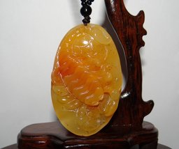YW 2.4&quot; China Certified Nature Yellow Dragon Jade Double Fortune Scorpion and An - £102.05 GBP