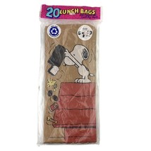 Vintage Snoopy Lunch Bags 20 Sacks Woodstock Brown Paper Color Print 12”... - $9.85