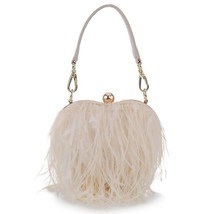 Ostrich Feather Heart Shaped Party Clutch Evening Bag for Women Luxury Banquet B - £55.41 GBP