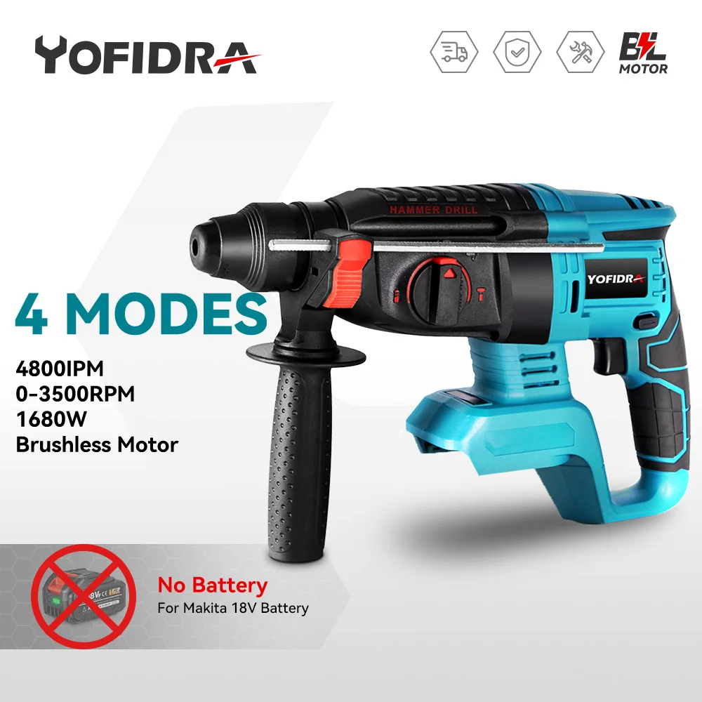 1680W Cordless Electric Impact Drill Brushless Electric Hammer Multifunc... - £73.77 GBP+