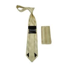 Men's Stacy Adams Tie and Hankie Set Fancy Woven Silky Satin #SAT99 Ivory image 2