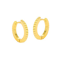 Men Women 18k Gold Plated Round Irregular Gear Minimalist Huggie Hoop Earrings - £43.65 GBP