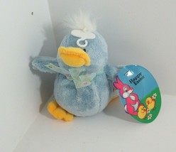 Blue duck squeaker sounds plush Easter flowers bow stuffed animal Best Made toy - $14.84