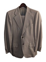 Vintage Men&#39;s 2 Piece Suit Fine Worsted Wool Blend Tan Burlington Worsted - £44.64 GBP