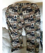 Mens Fleece Lounge Pants With Pockets Winter Design Bear Moose Cabin Duc... - £15.18 GBP