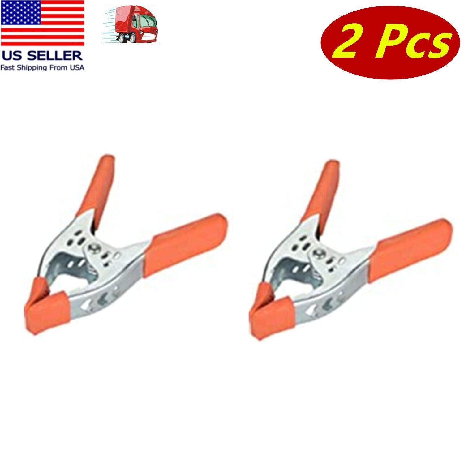 2 Pcs 6&quot; inch Metal Spring Clamps w/ Rubber Tips Tool Large Clips Lot Steel - $9.89