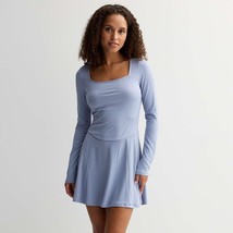SO® Long Sleeve Skater Mini Dress Peri Hydrangea Women&#39;s JR. Sz XL NWT - $335.15 MXN