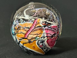 Large Studio Art Glass Paperweight Millefiori Caning Controlled Bubbles Stunning - £87.60 GBP