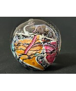 Large Studio Art Glass Paperweight Millefiori Caning Controlled Bubbles ... - $149.16 CAD