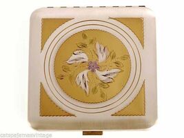 Vtg RETRO Compact Dorset Fifth Ave Square  3 12 Nice Engraving 1940s Nev... - $46.15