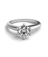 3CT Women&#39;s Classy 14K WG Round Cut Moissanite 6 Prong Solitaire Engagem... - $395.00