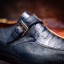 genuine crocodile and lizard dress monk strap Shoes Toluca Navy image 10