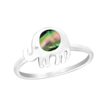 Tiny Cute Little Elephant w/ Abalone Shell Inlay Sterling Silver Ring - 7 - £8.35 GBP