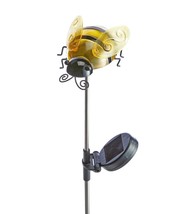 Solar Bumblebee Garden Stake Black Yellow 30.5&quot; High Illuminate the Night - $29.69