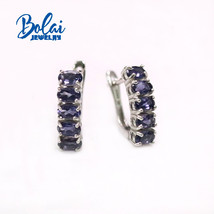 2021 New Simple design natural Iolite oval 3*5mm ring earrings set 925 silver je - £134.62 GBP