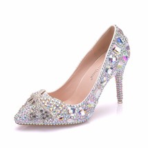 High Heels Bridal Wedding Shoes Diamond Butterfly Rhinestone Women Pumps Formal  - £90.27 GBP