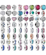 925 Silver  Zircon Sparkling Pink Hearts Clip Charm Beads Fit Original c... - €11,63 EUR