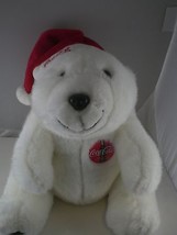 Adorable 10&quot; Coca Cola COKE White polar bear in Santa hat for Christmas ... - £6.50 GBP