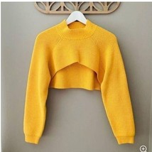 Anthropologie Knitted Cropped Sweater Pullover Yellow Size XSmall - $24.74